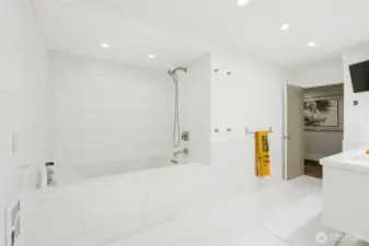 Fully remodeled bathroom on the main floor serves bedroom and office/4th bedroom on main floor.