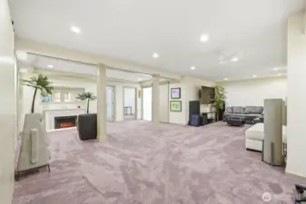 Extra finished rec room area can be media room, game room, and great for guests.