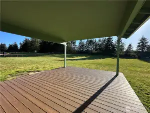 Large trex deck in backyard
