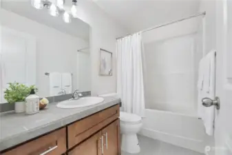 Upstairs bathroom with deep bathtub