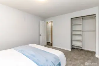 Closet organization in first extra bedroom.