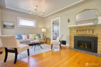 Gas fireplace.