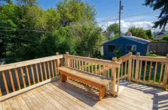 Backyard deck.