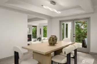 Separate dining area between kitchen and living room