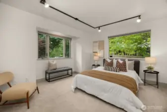 Bedroom on Main Floor with door to bathroom