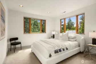 One of three bedrooms upstairs.  This one is across the hall from the full bathroom and has a walk-in closet.