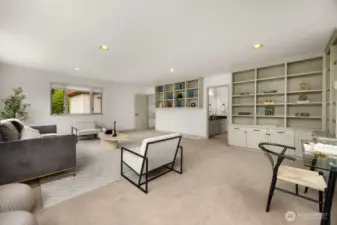 Large rec room, media/playing room above garage keeps noise down in the rest of the house. Could also be used as a large office or large bedroom.