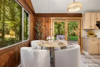Feel like one with nature with the large paned windows.
