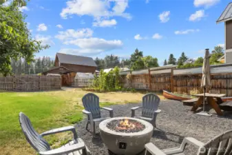 Completely fenced back yard and off street parking in the back.