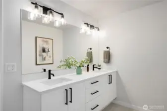 Upstairs bathroom, double sinks too!