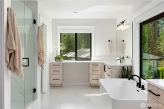 Master spa bath, secluded & generous
