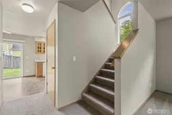 Head upstairs on this wide stairway
