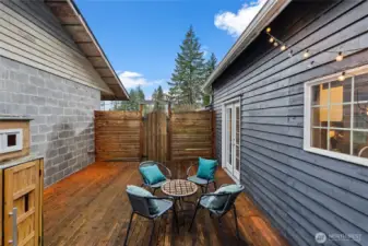 Private outdoor patio accessible from the living room.