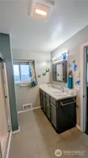 Primary bathroom with walk-in closet