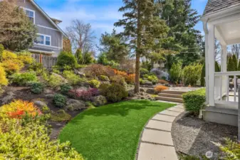 The Seller enlisted McCaud Landscape Architecture to create his hardscape & landscape design, bringing structure, privacy and a more intentional relationship between the home and outdoor spaces.  The colors are only just now beginning to pop.