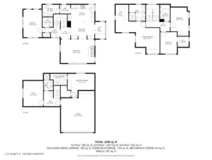 The Kitsap County Assessor's floor plan is lacking in square footage, so these Clarity Northwest floorplans with dimensions are provided for your reference.