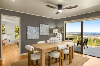 Entertain with ease in the spacious dining area with wet bar, while overlooking DT Bellevue!