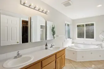 Walk in closet is also located in the bathroom