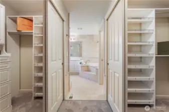 Dual closets in primary suite.