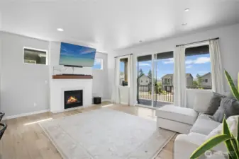 gas fireplace and engineered hardwood floors