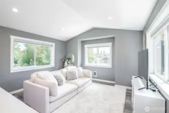 Upper floor great room flooded with natural light.