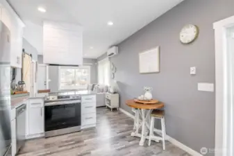 Plenty of room in the main floor kitchen to add a butcher block island.