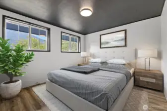 Upstairs bedroom #1. Virtually Staged.