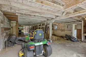 Inside the Dairy Barn. To the left is the door to the loft.