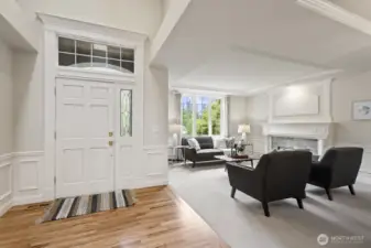 Crisp white millwork and trim throughout.