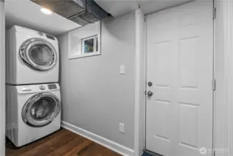 The laundry area is on the lower level. This door is a separate entrance to the lower level should you want to use it as an ADU/MIL