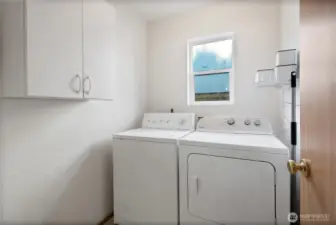 Laundry room with cabinets