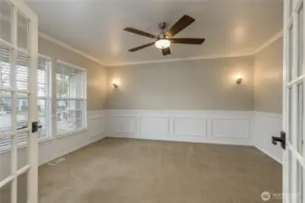 Office/den with French doors off the entry