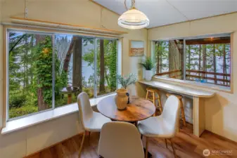 Kitchen eating area and coffee bar.