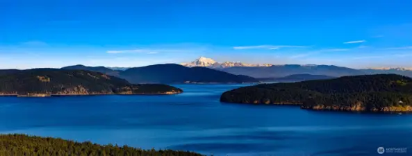 Northeast view from high above the subject property. Mt. Baker in the distance.