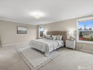 Spacious and elegant primary suite with refined touches.