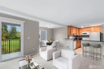 Open concept! Living, dining & kitchen view.