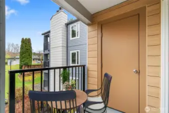 Balcony patio and storage closet (virtually staged)
