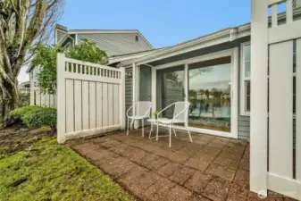 Private patio looking out to the lake.