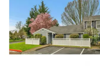 Designated parking space right in front of your front door, as weel as a detached garage.