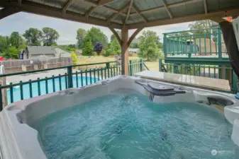 Relax in the hot tub at the end of a long day.