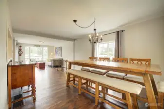 Real hardwood throughout the main living and dining area.