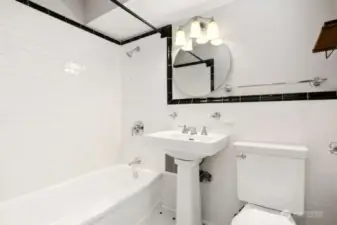 The updated vintage style bathroom.