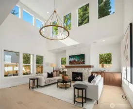 2 story great room that overlooks the private backyard