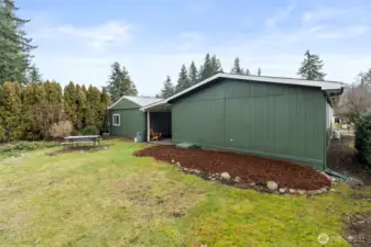Backyard with ample gardening space.