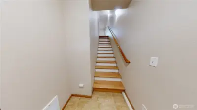 Nice to have wood rather than carpet on stairs.