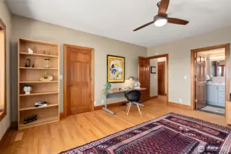 Upper level ensuite bedroom currently used as a den.