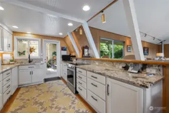 Nicely remodeled eat-in kitchen.
