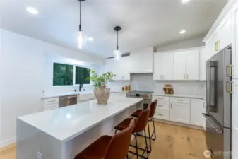 Seating around kitchen island