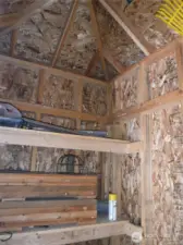 Inside shed