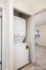 Washer and dryer in unit.